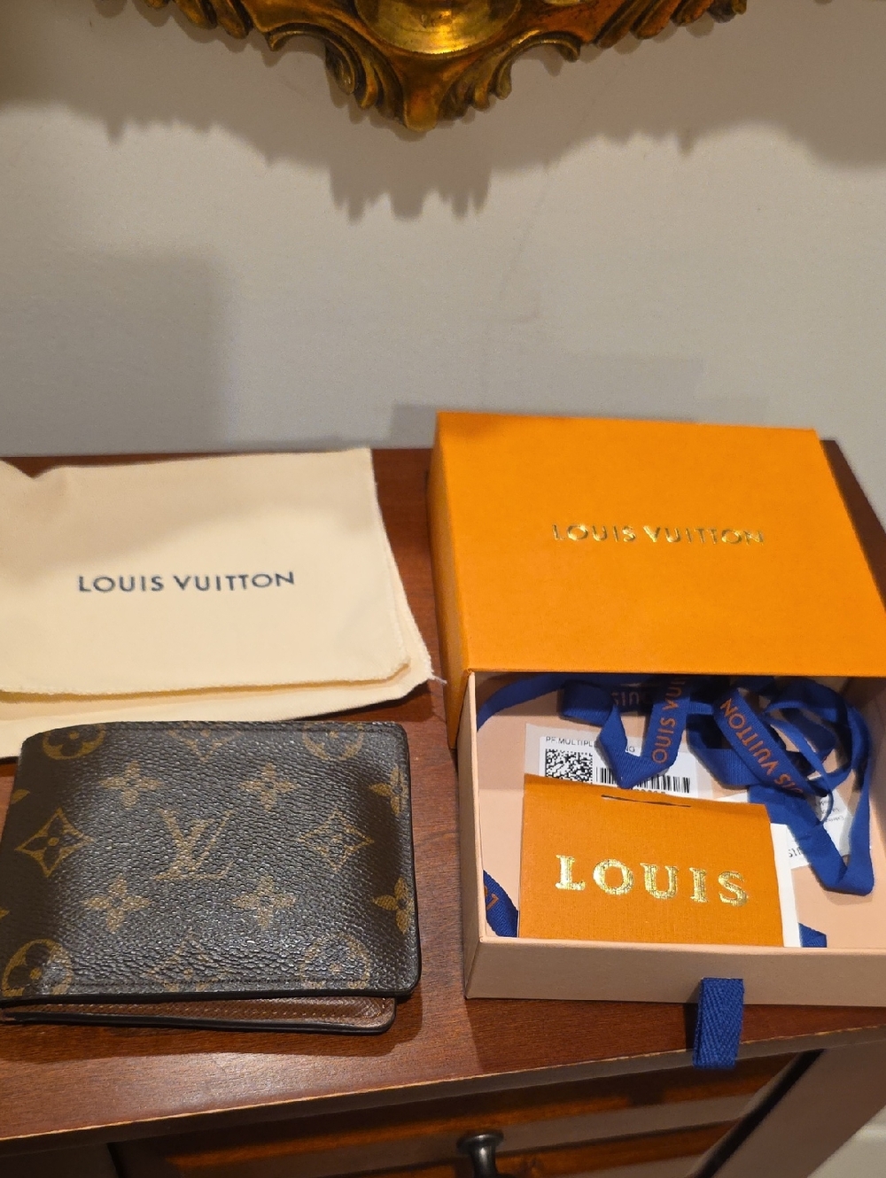 Louis Vuitton Monogram Canvas Bifold Wallet in Brown and Gold
